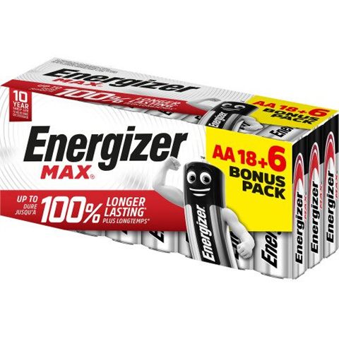 Caja 18+6 Pilas Alkalinas Max Tipo Lr6 (Aa) Energizer E303513106