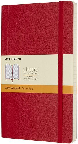 Libreta Clasica Tapa Blanda Rojo Escarlata L (13X21cm) Rayada Moleskine Qp616f2