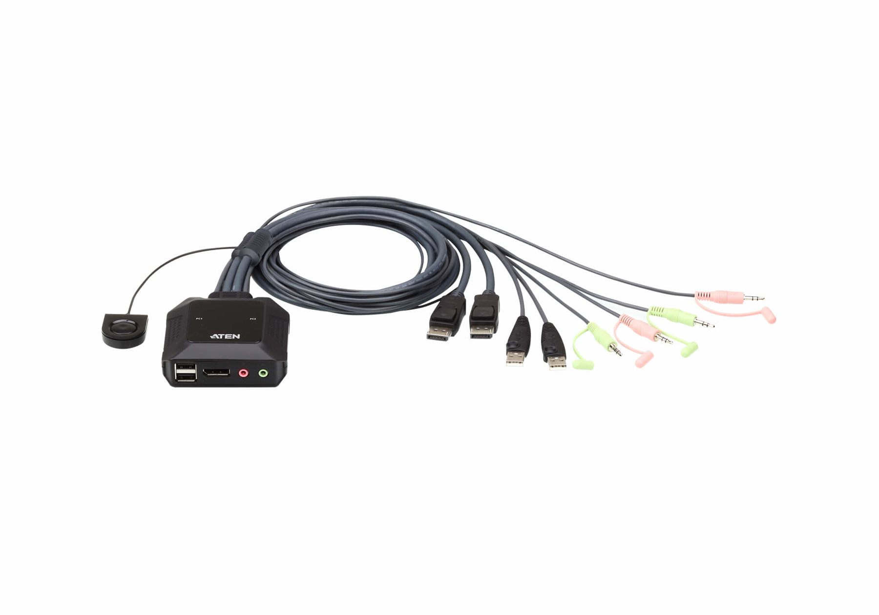 Aten Switch Kvm Formato Cable DisplayPort USB De 2 Puertos Selector Remoto De Puerto (Cs22dp-At)