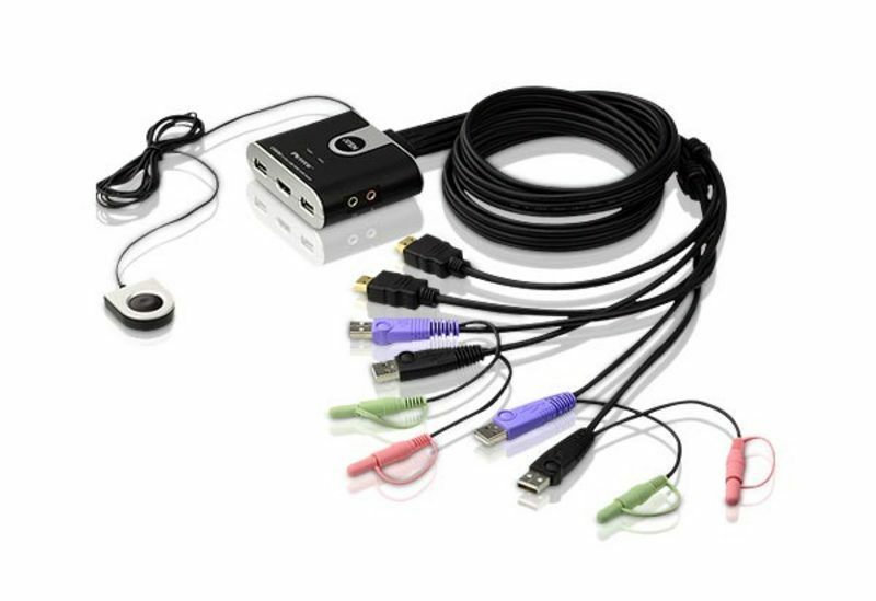 Aten Switch Kvm Formato Cable HDMI/Audio USB De 2 Puertos Con Selector Remoto De Puerto (Cs692-At)