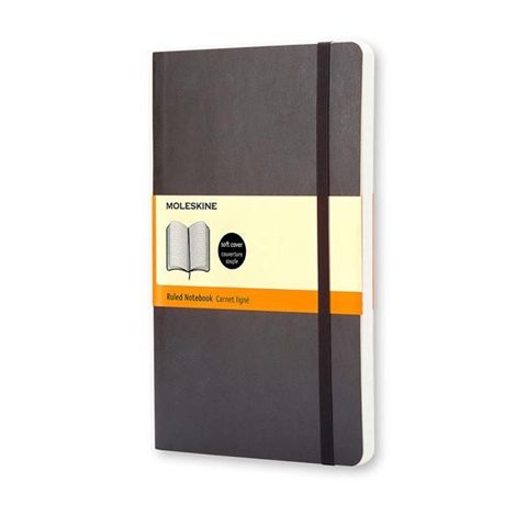 Libreta Clasica Tapa Blanda Negra L (13X21cm) Rayada Moleskine Qp616