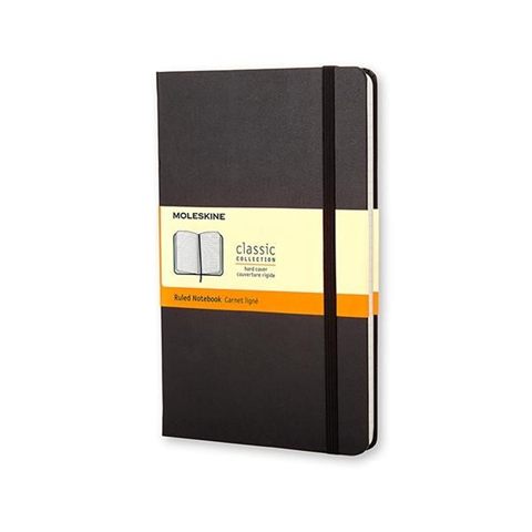 Libreta Clasica Tapa Dura Negra L (13X21cm) Rayas Moleskine Qp060