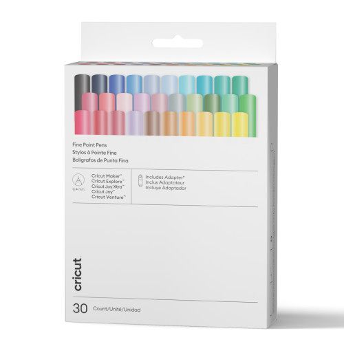 Cricut Bolígrafos De Punta Fina  De 0.4 Mm, Gama Ultimate (30 Uds.) + Adaptador