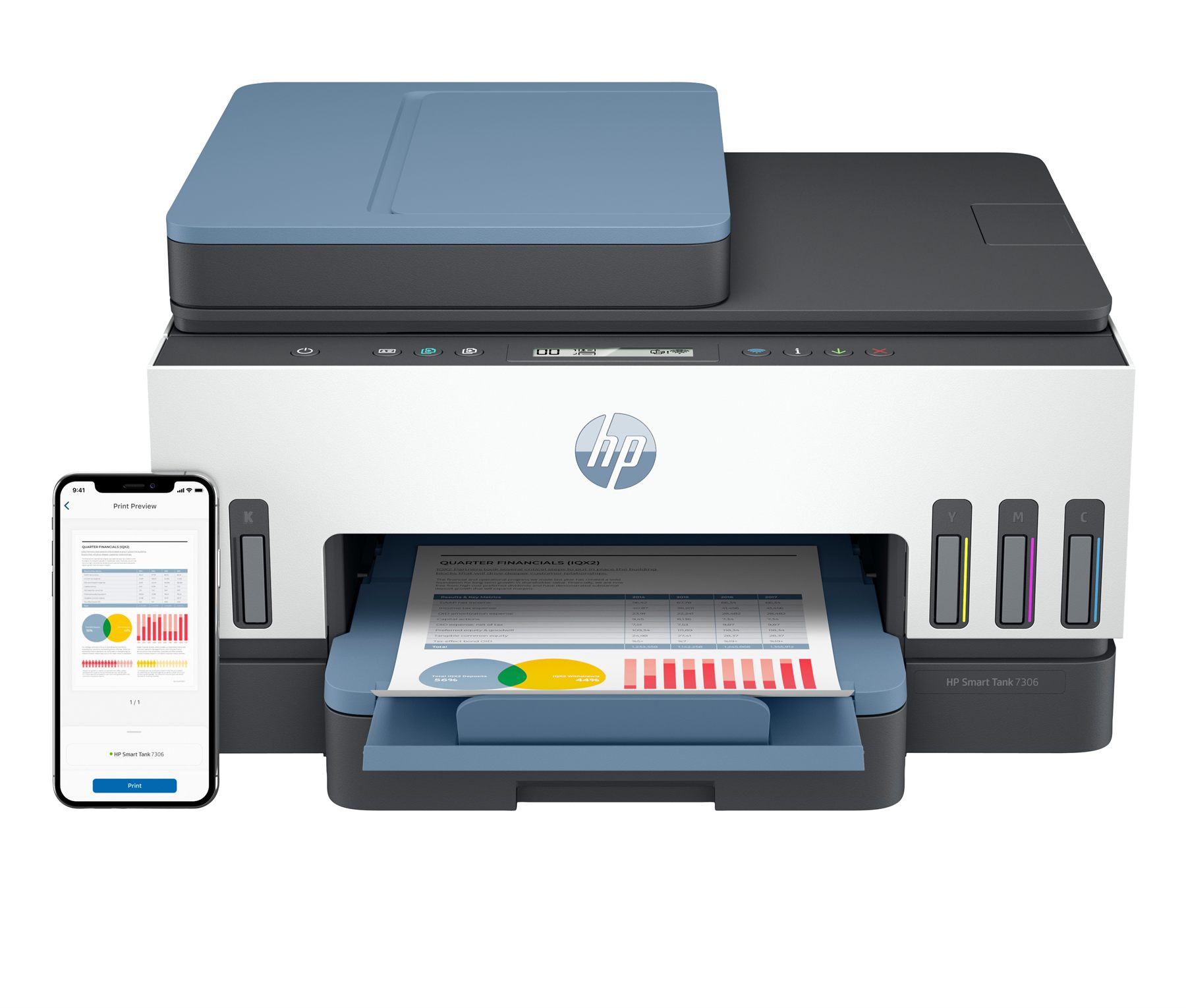 Hp Smart Tank 7306 Inalámbrico All-In-One Color Impresora, Impresión A Doble Cara; Copiadora Y Escáner