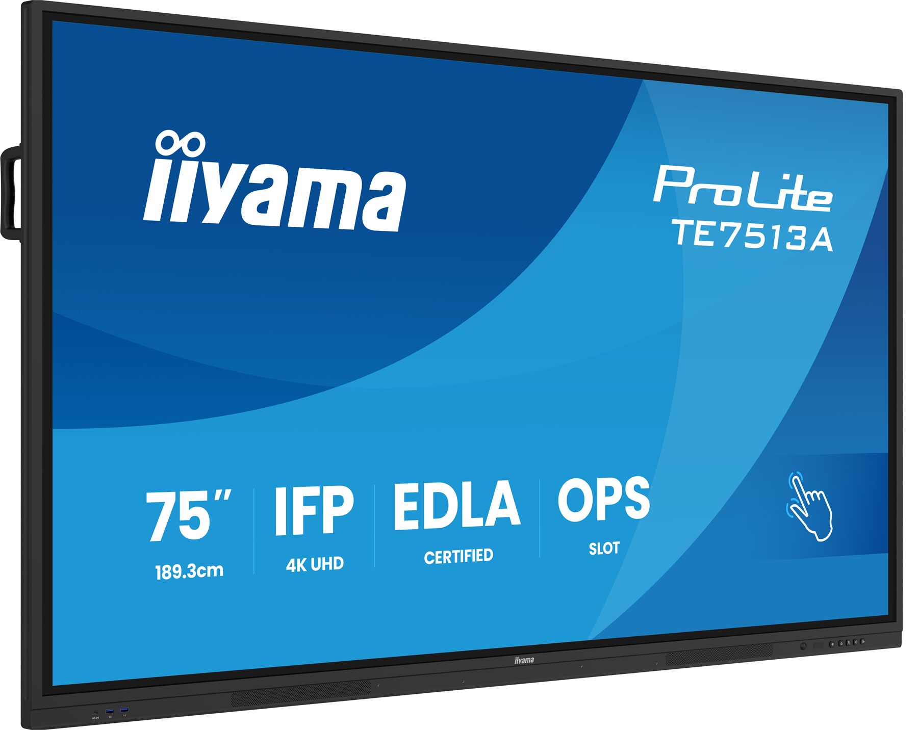 Iiyama 75" (Edla)/Android 14,8 Core Soc, 8/128 GB, 40-Pts UHD , Nfc, Pir , Mm 2X20 w +20 W Sbuw, 2Xhdmi, USB-C / HDMI,Dp, 2Xusb-C100 w Pd/Mini-Jack / Opt.Out, 450Cd/M2, L/S Mode, Ag Glass, Lan, Wifi6, Bt5.0/Iiware, PC Slot,800X400 (Wm Incl.) (Te7513a-B2