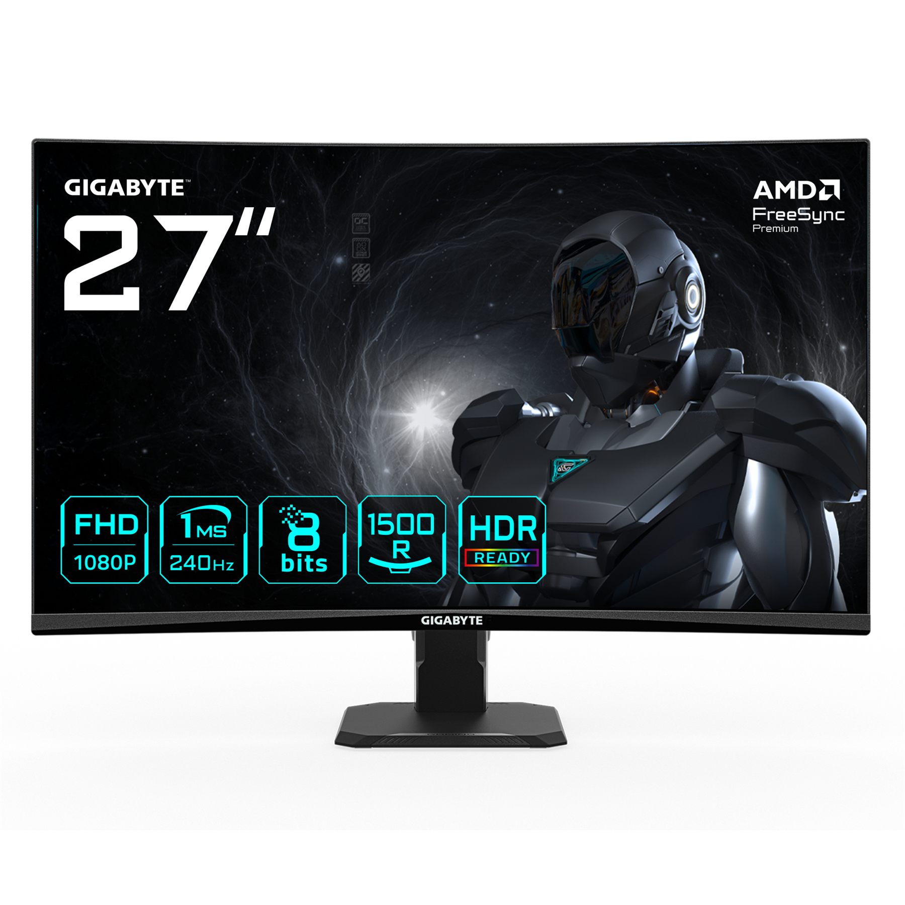 Monitor Gigabyte 27" Gs27fc2,Curvo,Va 1500R,1920X1080 (FHD),0.31Pp,3000:1,1Ms,240Hz,2Hdmi+1Dp
