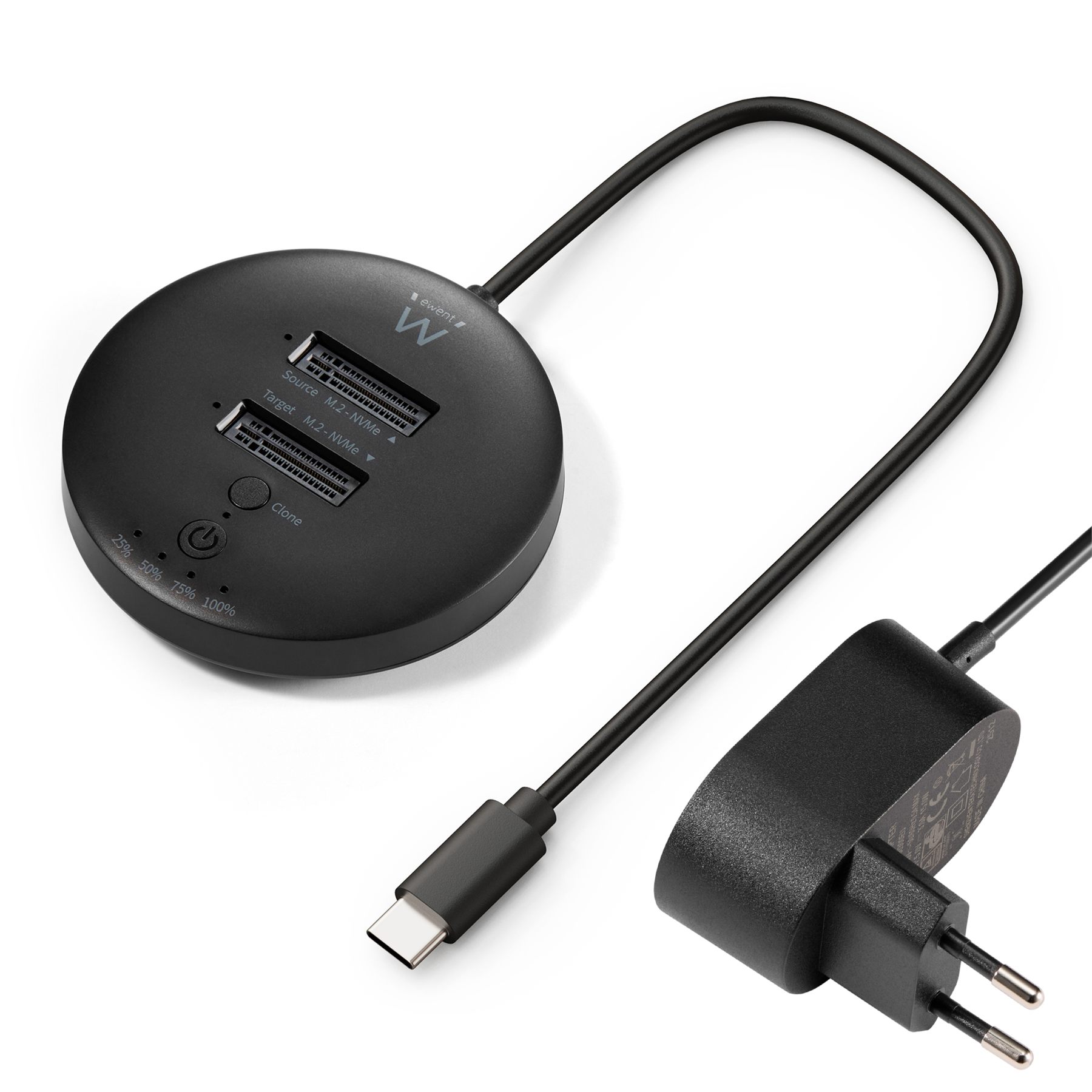 Ewent Ew7078 Base De Conexión Para Disco Duro USB 3.2 Gen 1 (3.1 Gen 1) Type-C Negro
