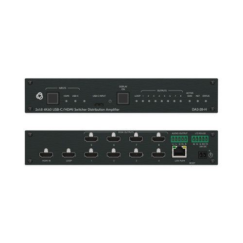 Kramer Avsm 2X1:8 4K60 Usb-C/Hdmi Switcher Distribution Amplifier- Da3-28-H (10-00002890)