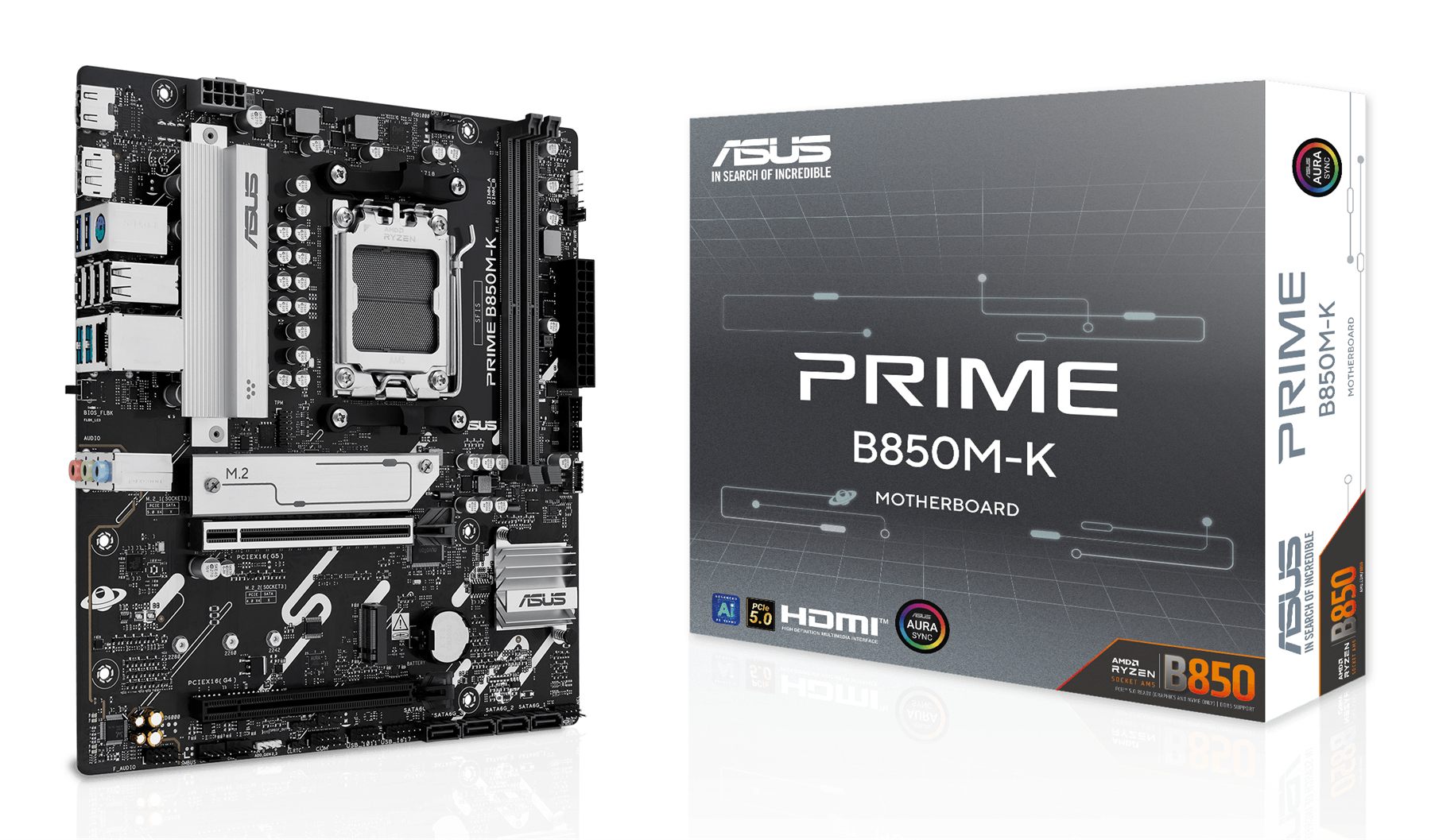 Placa Asus Prime B850m-K,AMD,Am5,B850,2Ddr5,128 GB,1Hdmi+1Dp,4Sata3+2M.2,2.5Gblan,6Usb3.2,Matx