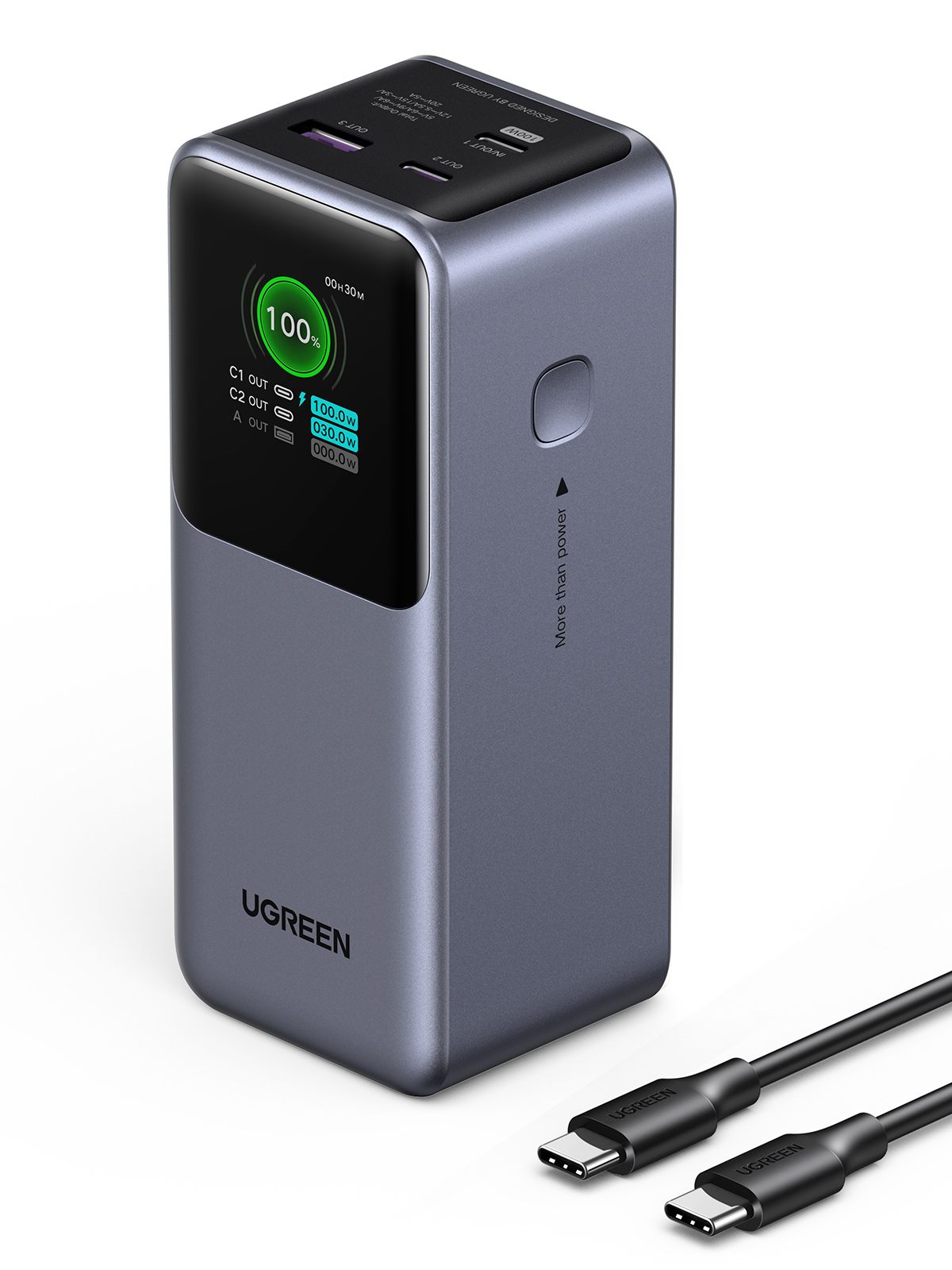 Ugreen 20000 Mah 130 W Fast Charging Powerbank Litio Gris