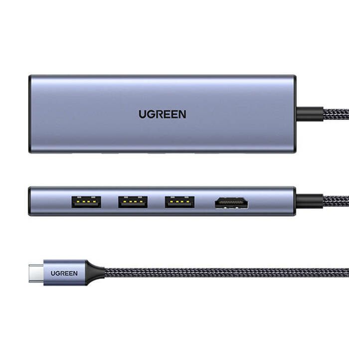 Ugreen 20956A Hub De Interfaz USB Tipo C 5000 Mbit/S Plata