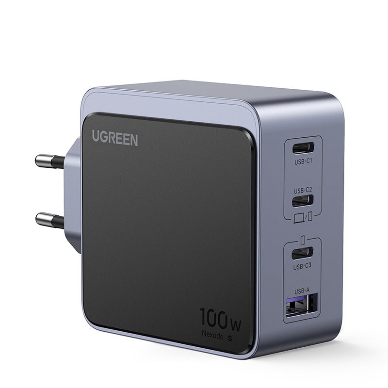 Ugreen Nexode S 100 W 4-Port Gan Fast Charger Eu Gray Ordenador Portátil, Teléfono Móvil, Portátil, Batería Portátil, Tableta Gris Corriente Alterna Interior