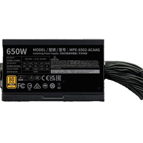 Fuente Alimentacion Cooler Master Mwe Gold 650 V3 650W Atx 3.1 Non Modullar (Mpe-6502-Acaag-3Beu)