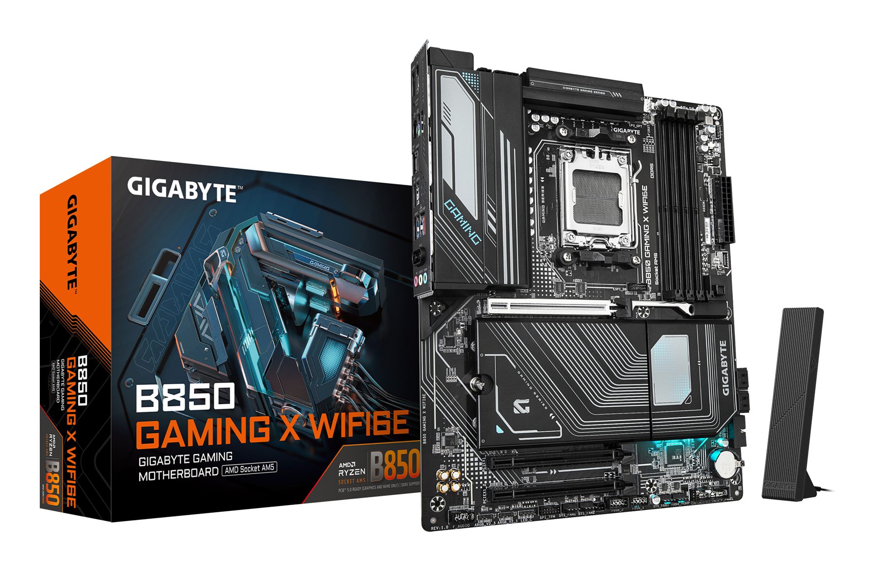 Gigabyte B850 Gaming X Wifi6e Placa Base - Procesadores AMD Ryzen Serie 9000, Vrm Digital De 12+2+2 Fases, Hasta 8200 MHz DDR5 (Oc), 1Xpcie 5.0 + 2Xpcie 4.0 M.2, Lan 2.5G, Wifi 6E, USB 3.2 Gen 2X2