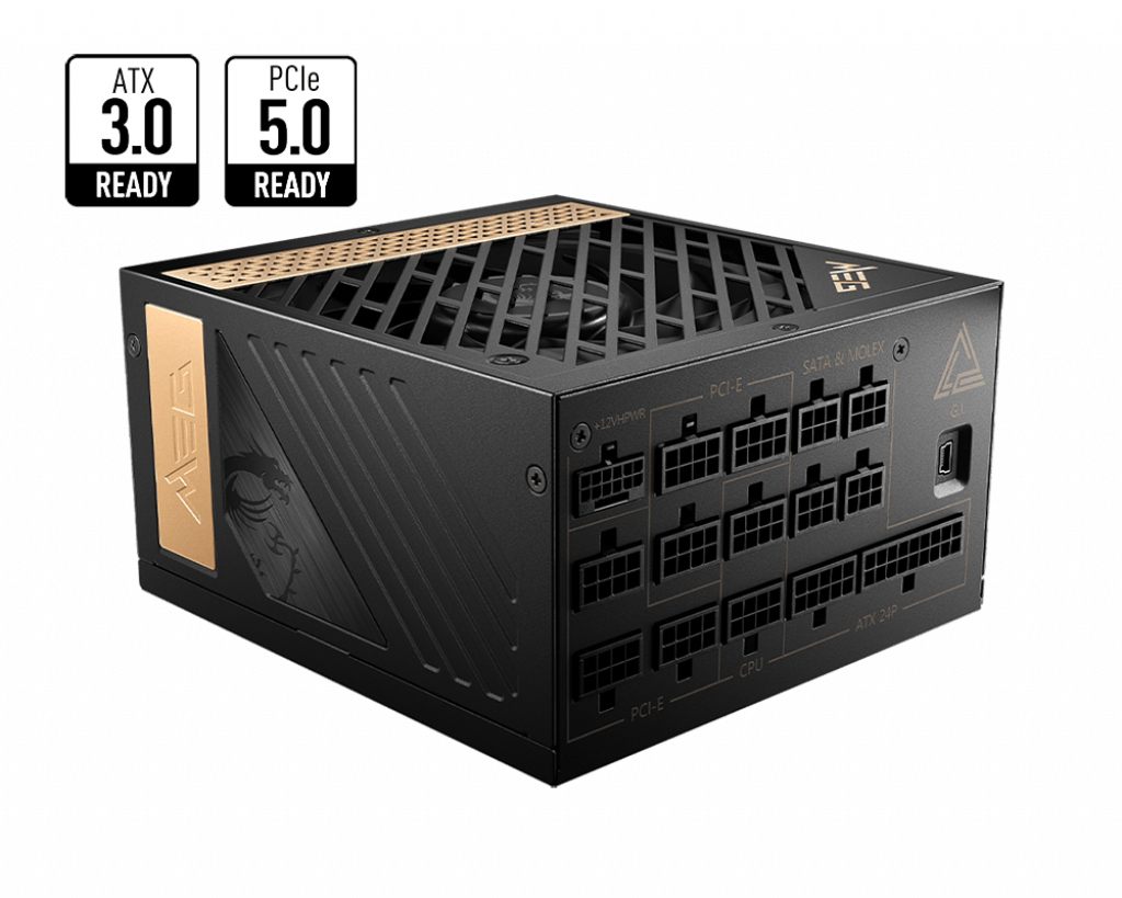 MSI Meg Ai1300p Pcie5 Unidad De Fuente De Alimentación 1300 W 24-Pin Atx Atx Negro