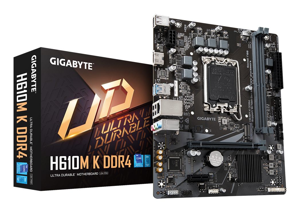 Placa Gigabyte H610m K DDR4,Intel,1700,H610,2Ddr4,64 GB,HDMI,Gblan,2Sata3+M.2,4Usb3.2,Matx