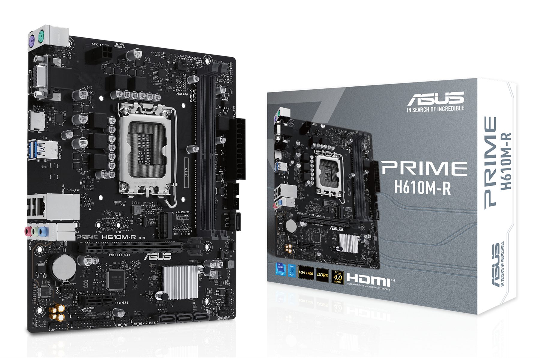 Placa Asus Prime Prime H610m-R-Sí,Intel,1700,H610,2Ddr5,96 GB,Vga+HDMI+Dp,Gblan,4Sata3+1M.2,3Usb3.2,Matx