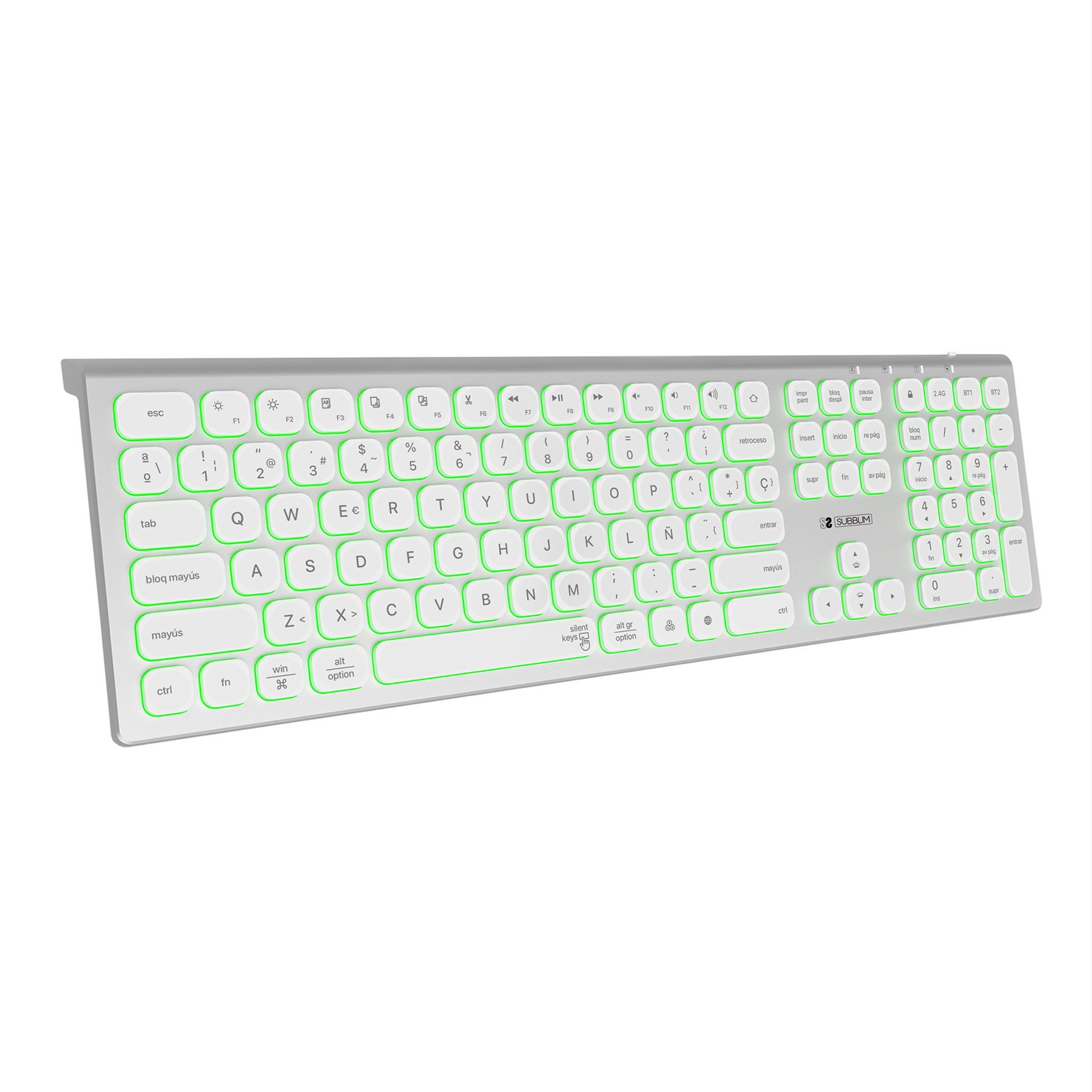 Subblim Teclado Bluetooth/2.4G Master Iluminado Ext P/B