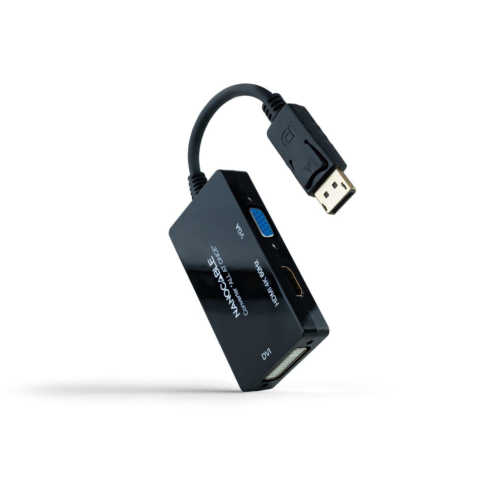 Nanocable Conversor DisplayPort A HDMI/Dvi/Vga, 20 Cm, Negro