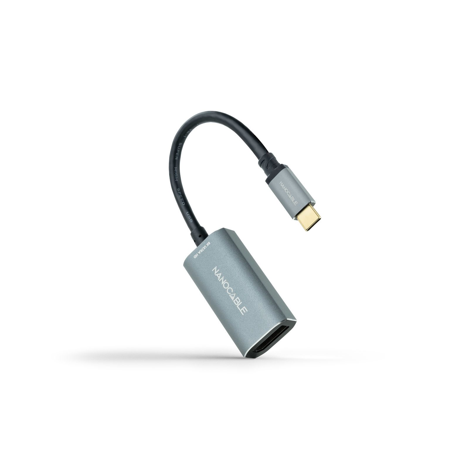Nanocable Conversor USB-C A DisplayPort 8K Aluminio, 15 Cm, Gris