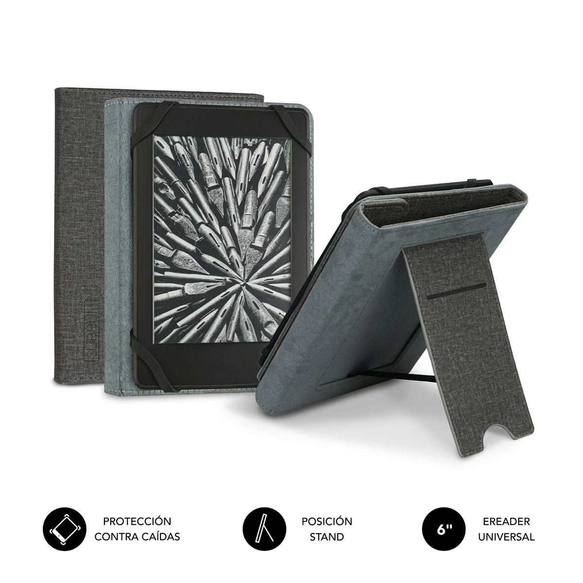 Subblim Funda Ebook Clever Stand 6'' Grey