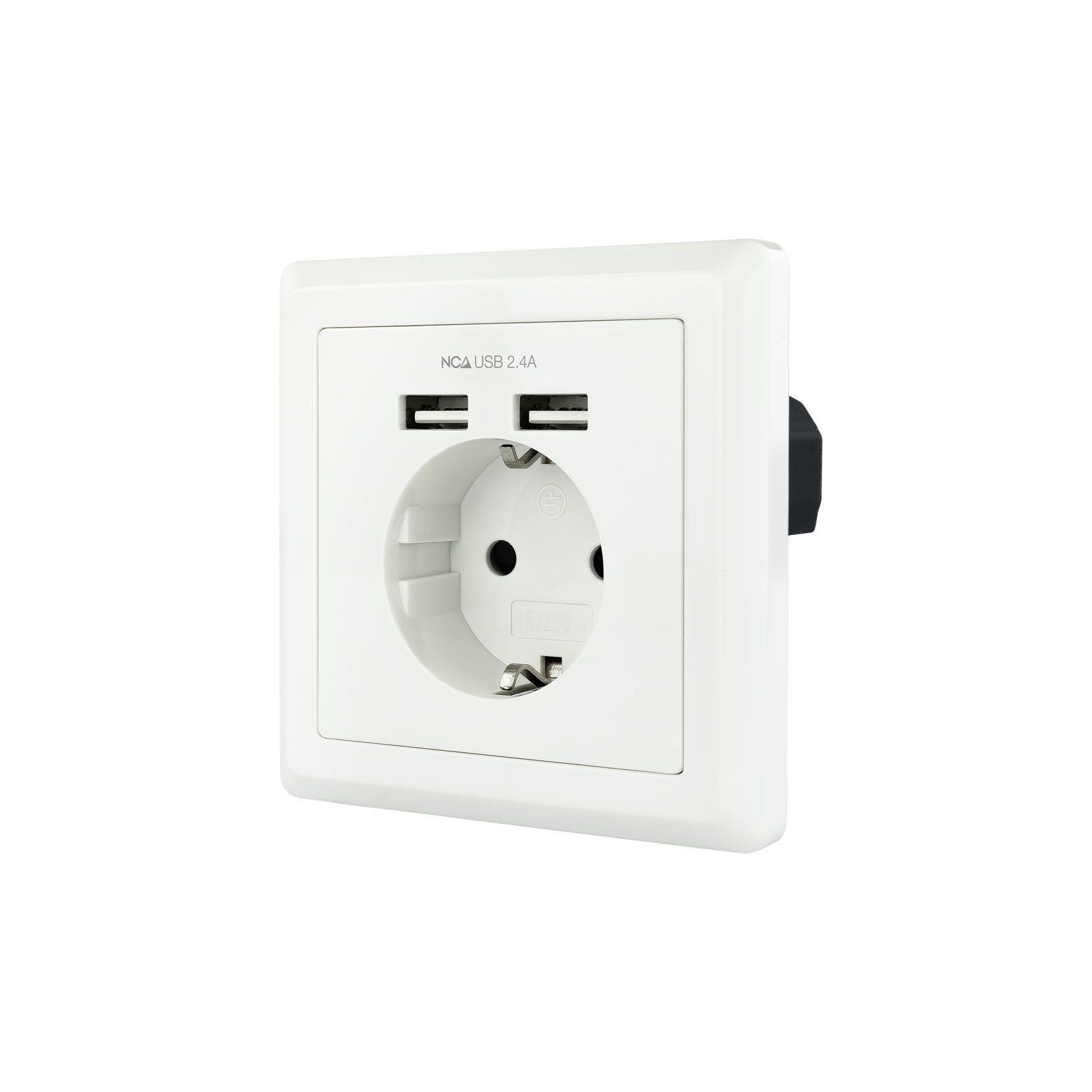 Nanocable Base De Enchufe De Pared Tipo Schuko Con 2 Tomas USB Max. 2.4A, Blanca