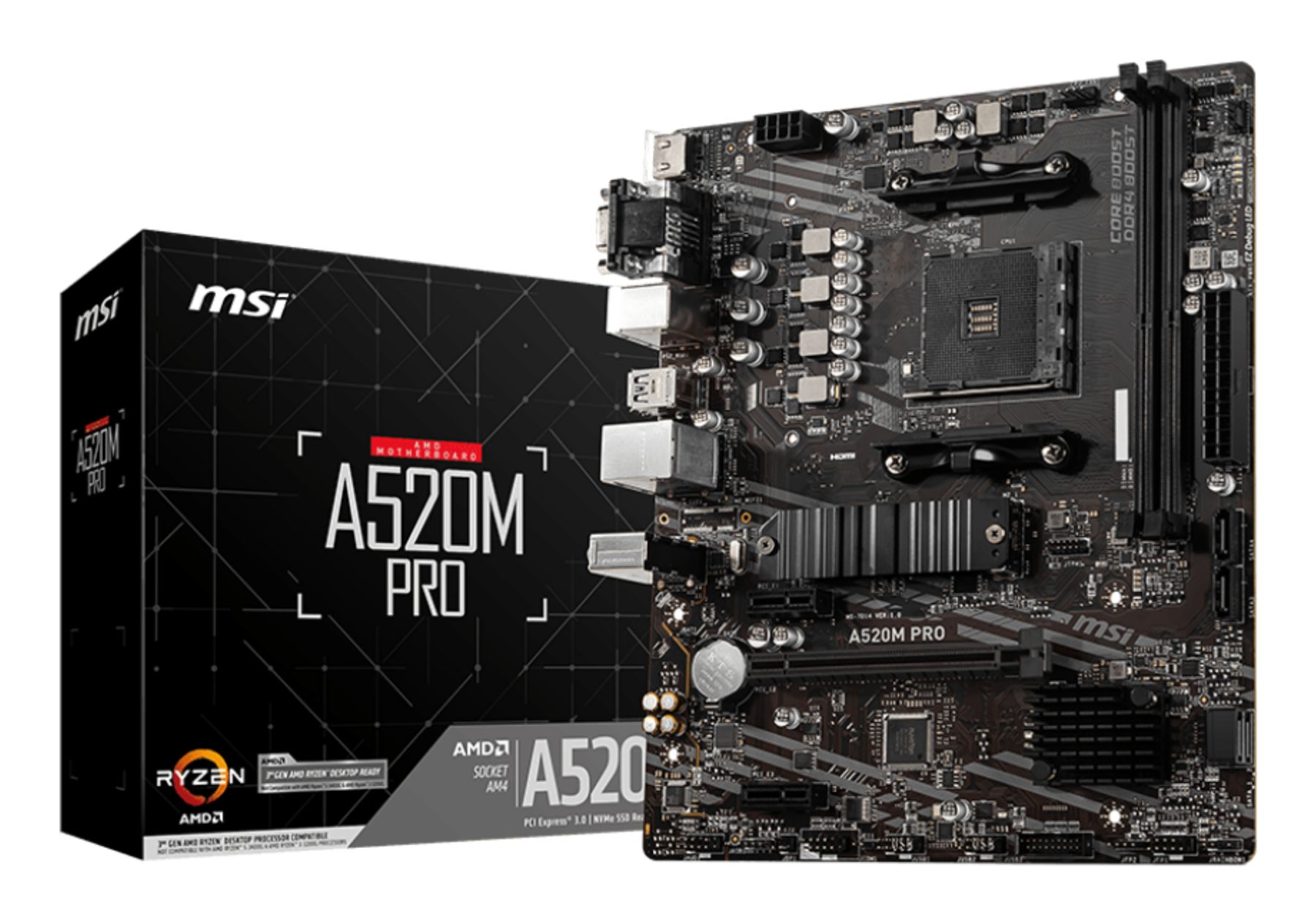 MSI A520m Pro Placa Base AMD A520 Zócalo Am4 Micro Atx