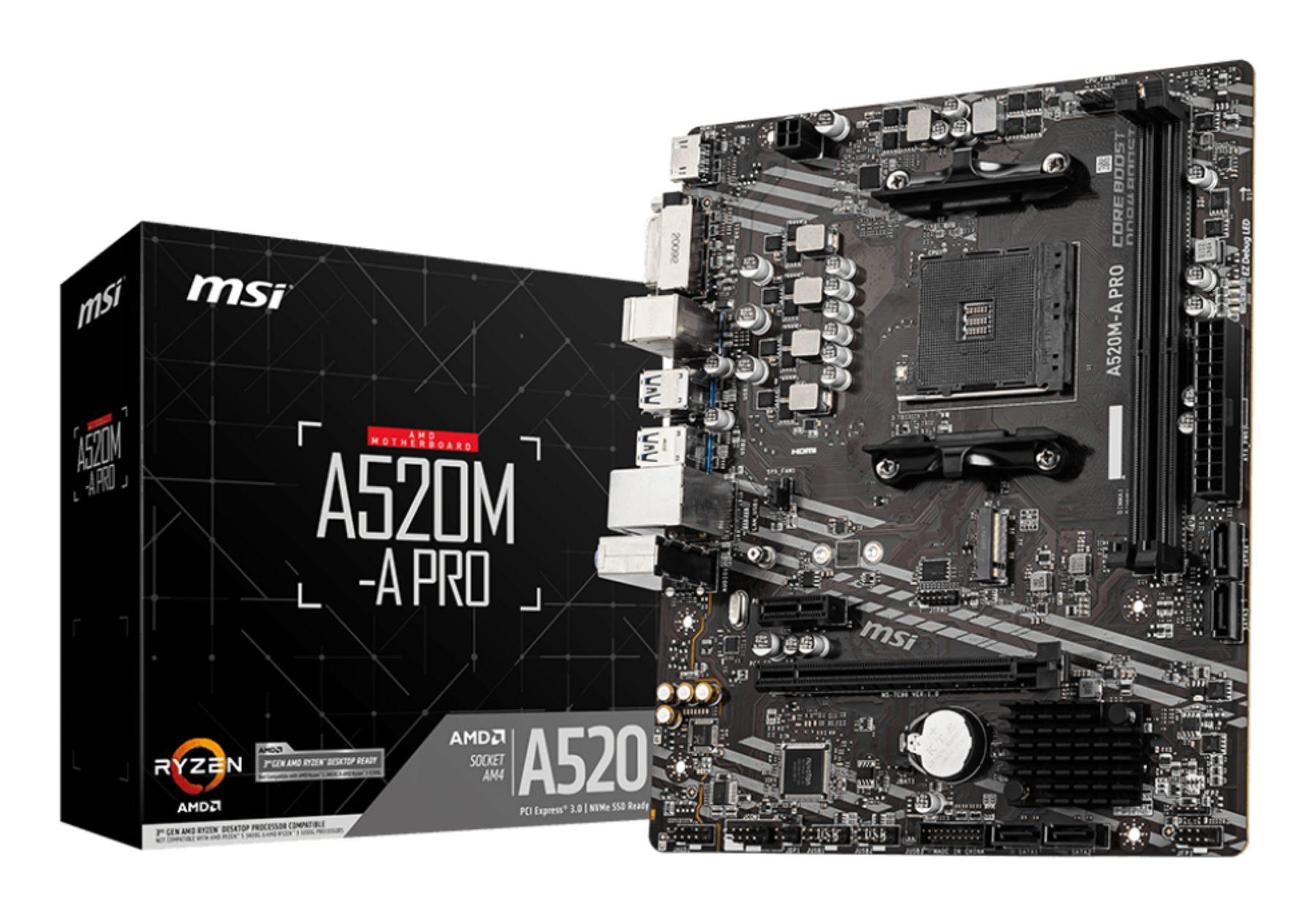 MSI A520m-A Pro Placa Base AMD A520 Zócalo Am4 Micro Atx