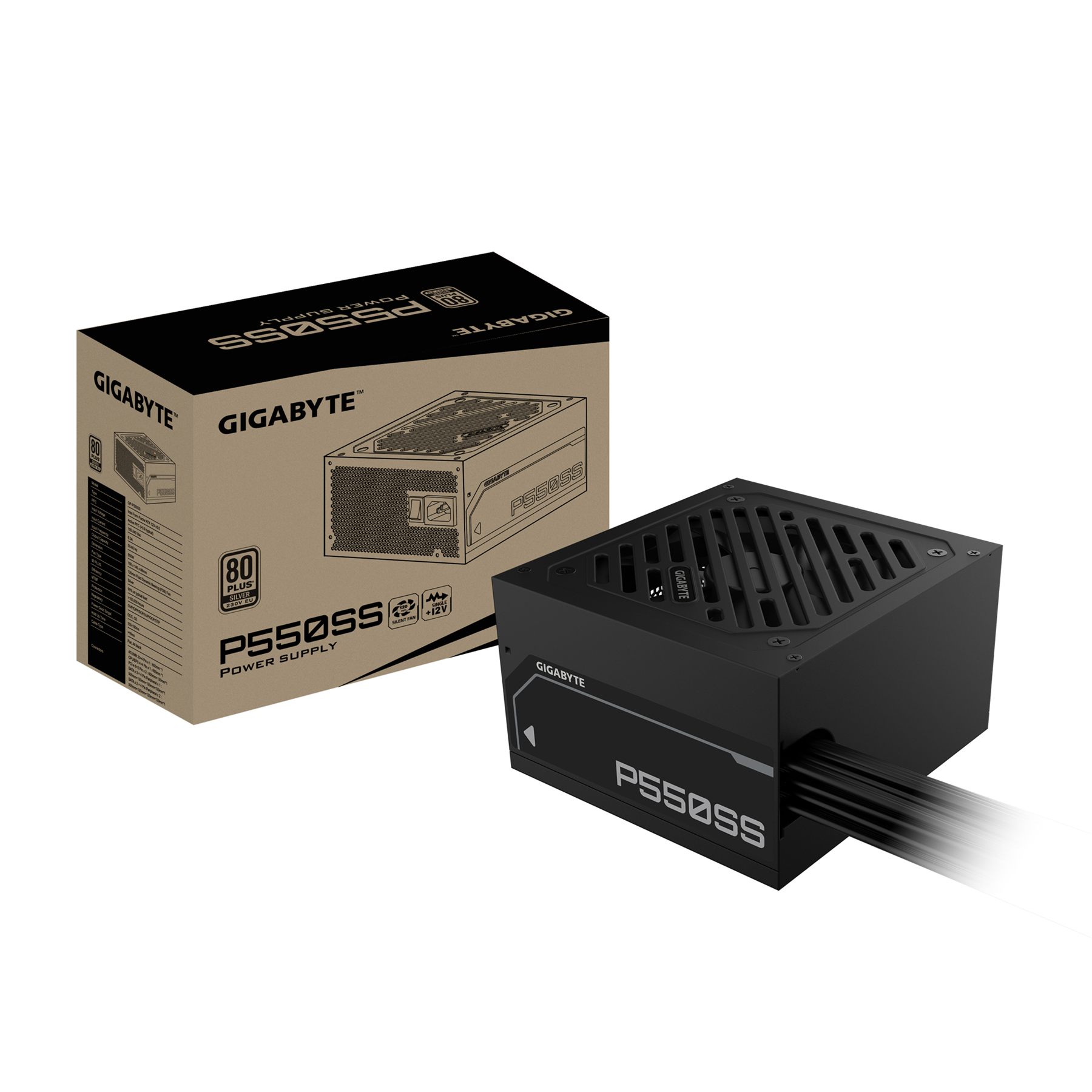Gigabyte P550ss Fuente De Alimentación - PCIe 5.0, 80 Plus Silver, Ventilador De 120 Mm, Compatible Con Atx 3.0, Enchufe Eu