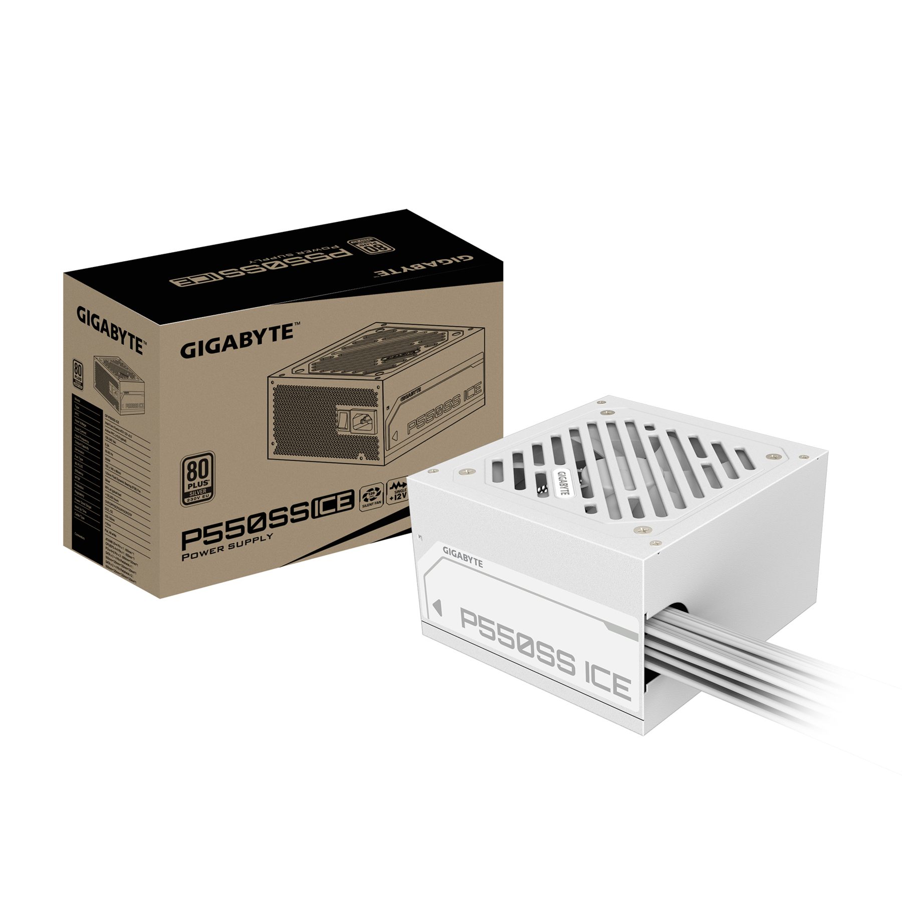 Gigabyte P550ss Ice Fuente De Alimentación - PCIe 5.0, 80 Plus Silver, Ventilador De 120 Mm, Compatible Con Atx 3.0, Enchufe Eu