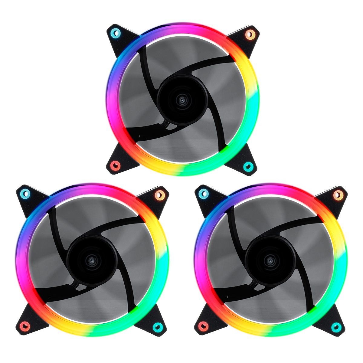 KIT 3XVENTILADORES UNYKACH RING LED ARGB 120MM