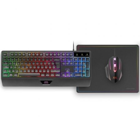 Pack Gaming Mars Gaming Mcp124/ Teclado H-Mech  + Ratón Óptico + Alfombrilla/ Negro