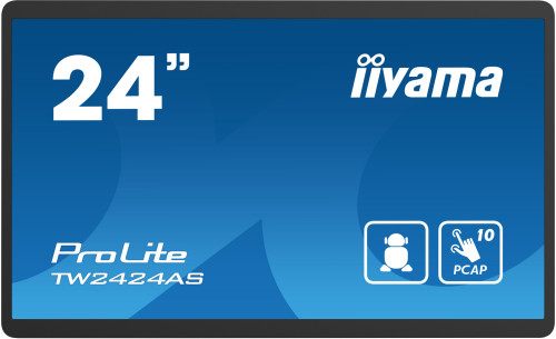 Iiyama 24" Panel-Pc / Negro/ Android 12 /4Gb, 32Gb, In-Cell Pcap 10-Points Touch, 1920X1080, Ips Panel, Mm, Wifi, Bt5.2, Micro-Sd, Usb 2X 2.0 1X 3.2, Hdmi-Input, Usb-C (Data / Dp-Alt Out), Audio-Out Mini-Jack, Micro, Mini-Jack, 250Cd/M (Tw2424as-B1)