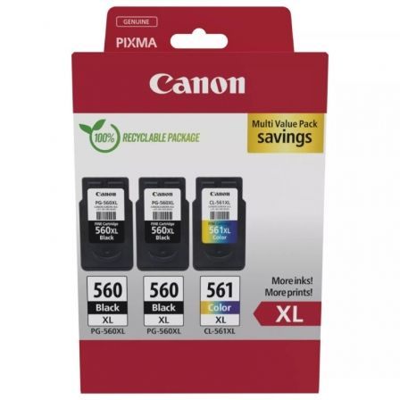Cartucho De Tinta Original Canon Pg-560Xl + Cl-561Xl Multipack Alta Capacidad/ 2X Negro/ Tricolor