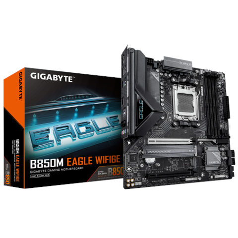 Gigabyte B850m Eagle Wifi6e Placa Base - Procesadores Amd Ryzen Serie 9000, Vrm Digital De 8+2+2 Fases, Hasta 8200Mhz Ddr5 (Oc), 1Xpcie 5.0 + 1Xpcie 4.0 M.2, Wi-Fi 6E, Lan 2.5Gbe, Usb 3.2 Gen 2