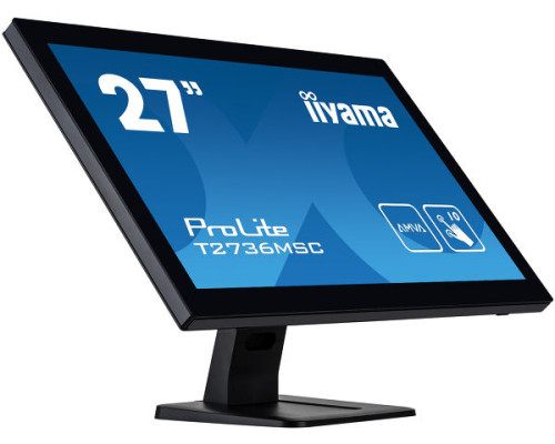 Monitor Iiyama 27" Bonded Pcap 10P Touch, 1920X1080, Ips-Panel, Flat Bezel Free Glass Front, Hdmi, Displayport, 360Cd/M² (With Touch), Usb Hub 2X 3.2, Speakers (T2752msc-B1)