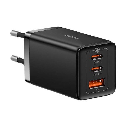 Baseus Gan5 Pro Fast Charger 2C+U 65W  Eu  Black(Include：Baseus Xiaobai Series Fast Charging Cable Type-C  To Type-C 100W(20V/5A) 1M Black）