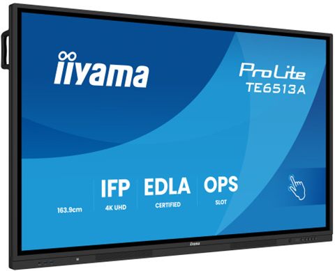 Iiyama 65" (Edla)/Android 14,8 Core Soc, 8/128Gb, 40-Pts  Uhd , Nfc, Pir , Mm 2X20w +20W Sbuw, 2Xhdmi, Usb-C / Hdmi,Dp, 2Xusb-C100w Pd/Mini-Jack / Opt.Out, 450Cd/M2, L/S Mode, Ag Glass, Lan, Wifi6, Bt5.0/Iiware, Pc Slot,600X400 (Wm Incl.) (Te6513a-B2
