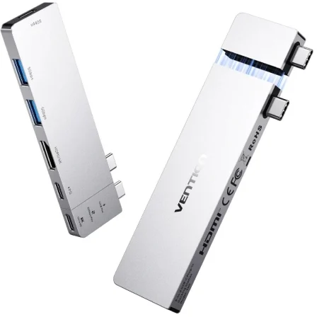 Docking Usb Tipo-C Vention Tpshb/ 1Xhdmi 4K/ 2Xusb/ 2Xusb Tipo-C/ 1Xthunderbolt/ 1Xusb Tipo-C Pd/ Gris