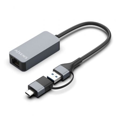 Aisens A109-0710 Aisens - Conversor Usb3.2 Gen1 Usb-A+Usb-C A Ethernet 2.5G 10/100/1000/2500 Mbps Gris 15Cm