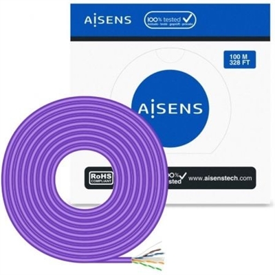 Aisens A135-0747 > Bobina Cable De Red Cat.6 Utp Awg23 Cca (Aleación) > Cable De 4 Pares: 4X2xawg23/1(Rígido) Diámetro: 0.57 Mm > Rango De Frecuencia De Hasta 250Mhz > Libre De Halógenos (Lszh O Lsoh O Ls0h O Lsfh) Retardante Al Fuego Y Con Baja Emisión De Humos Según Iec 60332-1. > Cumple Las Normativas Ansi / Tia / Eia 568-B-1 Cat6 Iso / Iec 11801 Clase E (2Nd Edición) Cenelec En 50173-1 Iec 61156-5 Cenelec En 50288-6-1 Iec 61156-6 Cenelec En 50288-6-2. Resistencia A La Propagación De Las Llamas Según Iec 60332-1-2. > Fabricado Con Aleación (Cca) De Diámetro Awg23 Para Garantizar La Transferencia De Datos. > Longitud: 100 Metros > Color: Violeta > Normativas: Rohs > Test De Funcionamiento: 100% Testeado