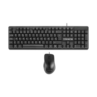 Anima ACP0ES Tacens ACP0ES. Formato del teclado: Estándar. Estilo de teclado: Derecho. Tecnología de conectividad: Alámbrico, Interfaz del dispositivo: USB, Interruptor del teclado: Interruptor de membrana, Diseño de teclado: QWERTY. Longitud de cable: 1,3 m. Concentrador USB, Uso recomendado: Oficina. Color del producto: Negro. Ratón incluido