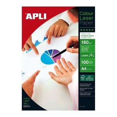 Apli 11817 Papel Fotografico Apli Glossy Doble Cara Din A4 Pack De 100 Hojas 160 Gr - Tipología: Transparentes; Formato: Rollo; Gramaje: 180 Gr/Mq; Acabado: Transparente; Color: Transparente; Unidades Por Paquete: 100; Número De Paquetes: 1