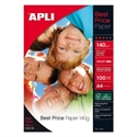 Apli 11804 - Papel Fotografico Formato A4 Y 140 G/M? Con Acabado Brillante. Cada Pack Contiene 100 Hoja