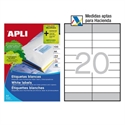 Apli 12330 - Etiquetas Autoadhesivas Color Blanco De Cantos Rectos Tama?O 105 X 2875 Mm Con Adhesivo Pe