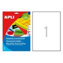 Apli 2878 - Etiquetas Autoadhesivas Amarillas Fluorescente De Cantos Rectos Tama?O 210 X 297 Mm Con Ad