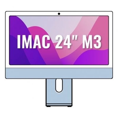 Apple MQRC3Y/A Apple Imac 24 M3 with 8 core CPU and 8 core GPU, 8GB, 256GB, Blue