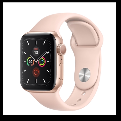 Apple MWV72TY/A Apple Apple Watch Series 5 GPS, 40mm Gold Aluminium Case with Pink Sand Sport Band