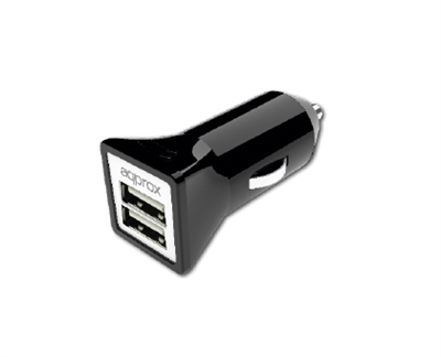 Approx APPUSBCAR31B Cargador Doble Usb Para Coche (Negro) Approx