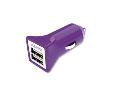 Approx APPUSBCAR31P Cargador Doble Usb Para Coche (Púrpura) Approx